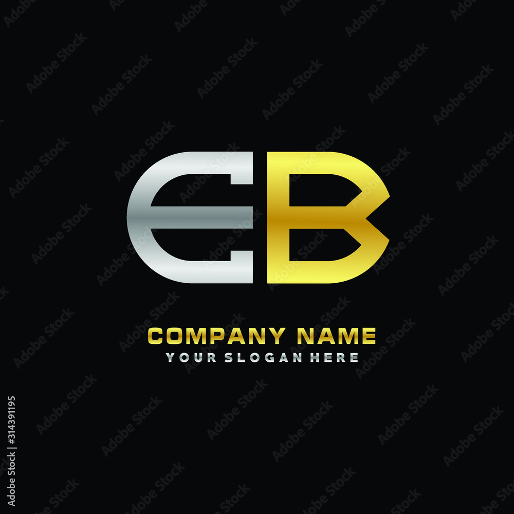 EB initial letters looping linked oval elegant logo silver, gold EB initial letters looping linked oval elegant logo silver, gold