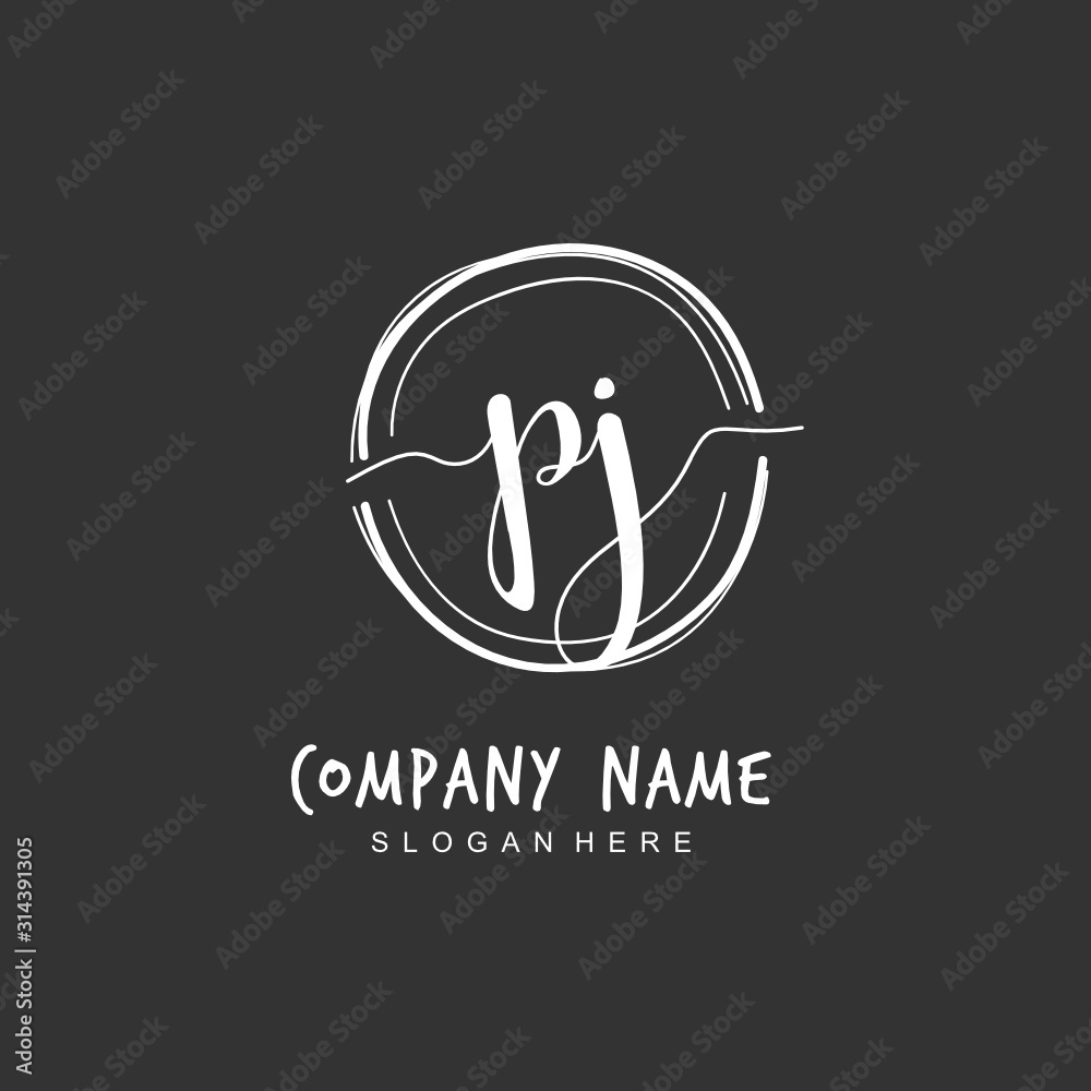 Handwritten initial letter P J PJ for identity and logo. Vector logo template with handwriting and signature style. Handwritten initial letter P J PJ for identity and logo. Vector logo template with handwriting and signature style.