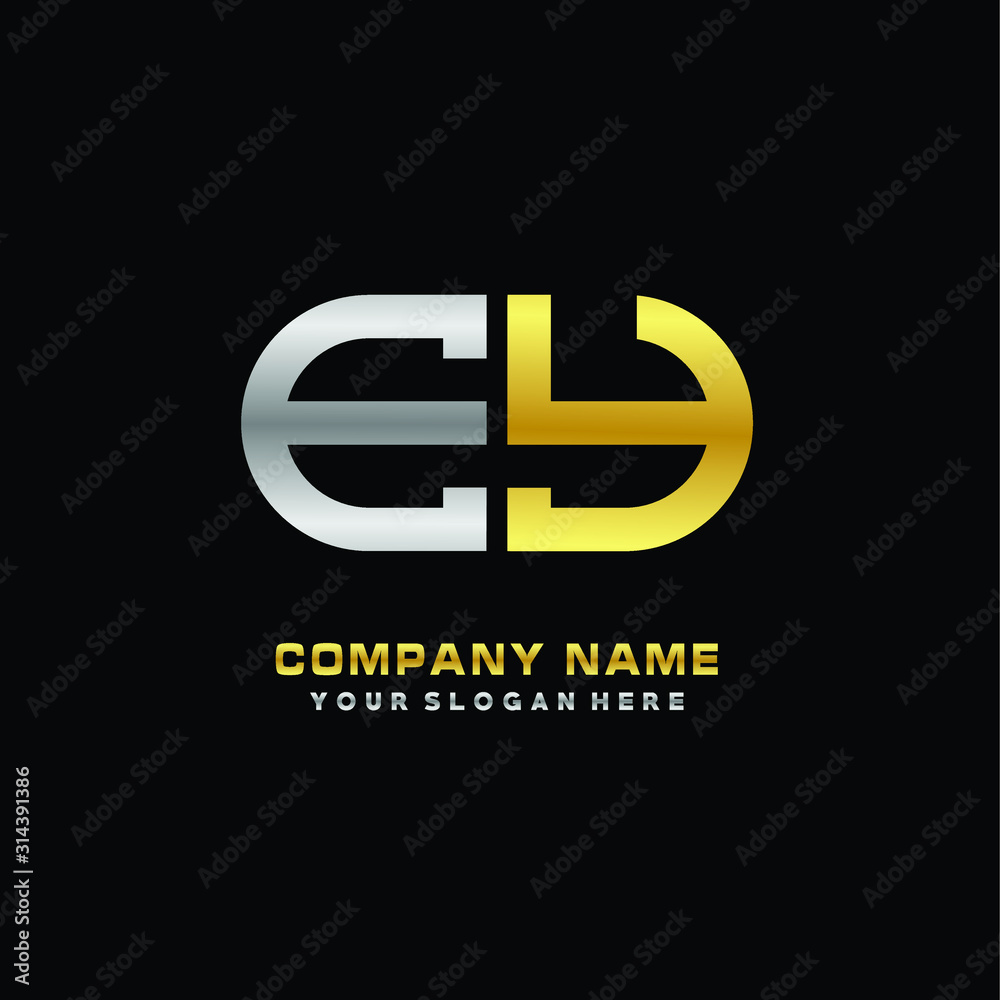 EY initial letters looping linked oval elegant logo silver, gold EY initial letters looping linked oval elegant logo silver, gold