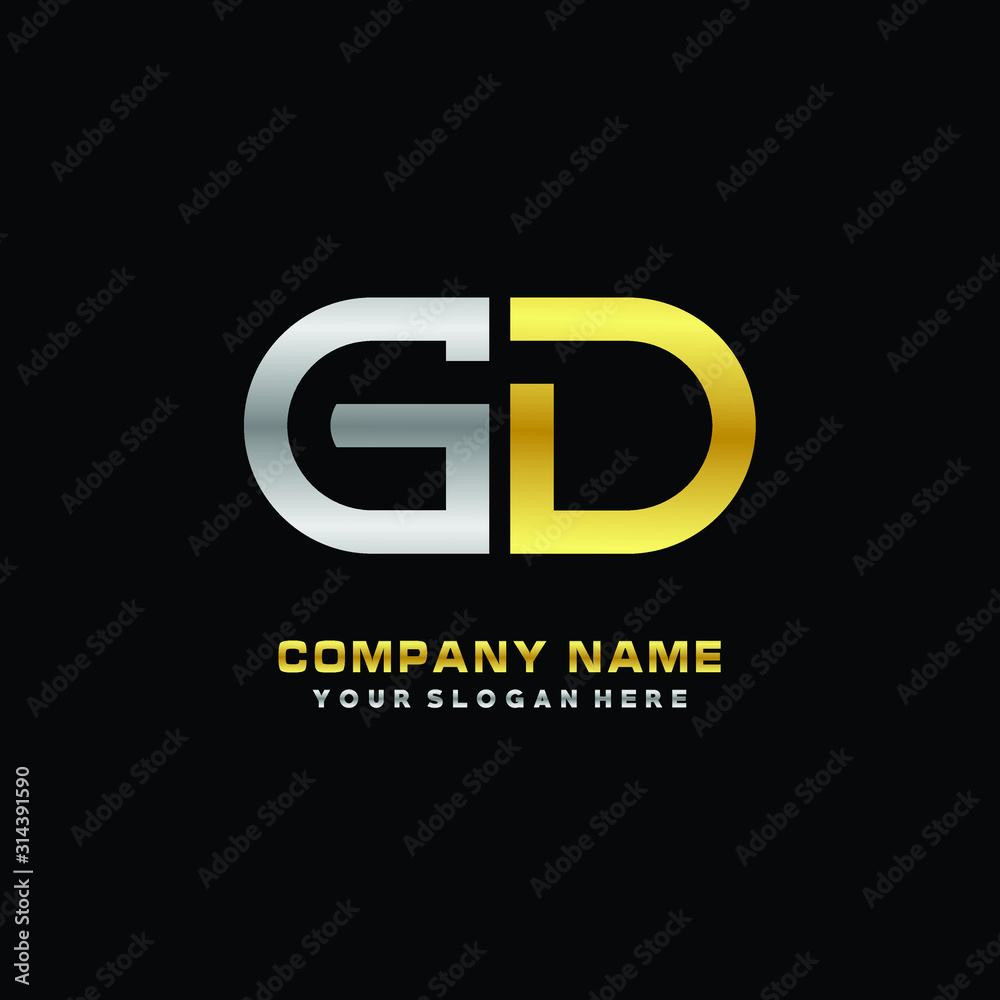 Obraz premium GD initial letters looping linked oval elegant logo silver, gold