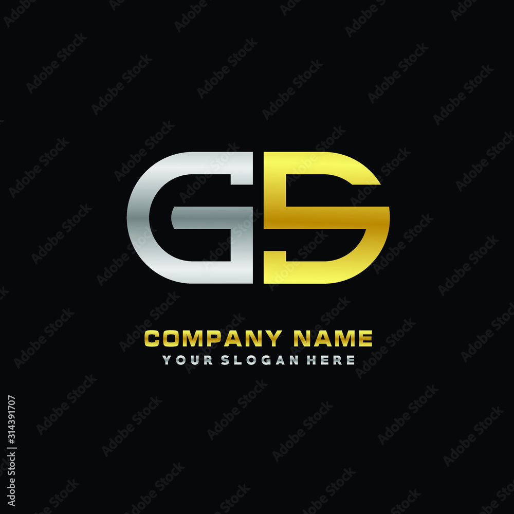 GS initial letters looping linked oval elegant logo silver, gold GS initial letters looping linked oval elegant logo silver, gold
