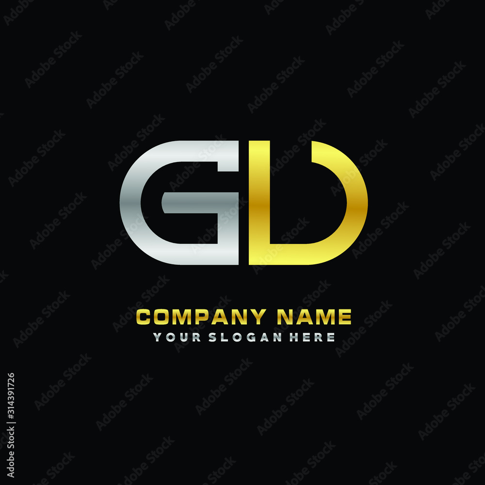 GU initial letters looping linked oval elegant logo silver, gold GU initial letters looping linked oval elegant logo silver, gold