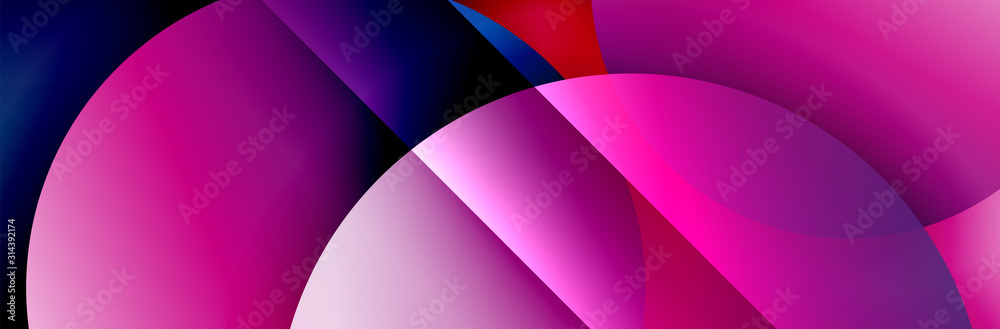 Dynamic trendy geometrical abstract background. Circles, round shapes 3d shadow effects and fluid gradients. Modern overlapping round forms Dynamic trendy geometrical abstract background. Circles, round shapes 3d shadow effects and fluid gradients. Modern overlapping round forms