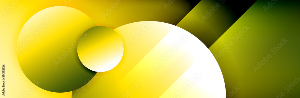 Dynamic trendy geometrical abstract background. Circles, round shapes 3d shadow effects and fluid gradients. Modern overlapping round forms Dynamic trendy geometrical abstract background. Circles, round shapes 3d shadow effects and fluid gradients. Modern overlapping round forms