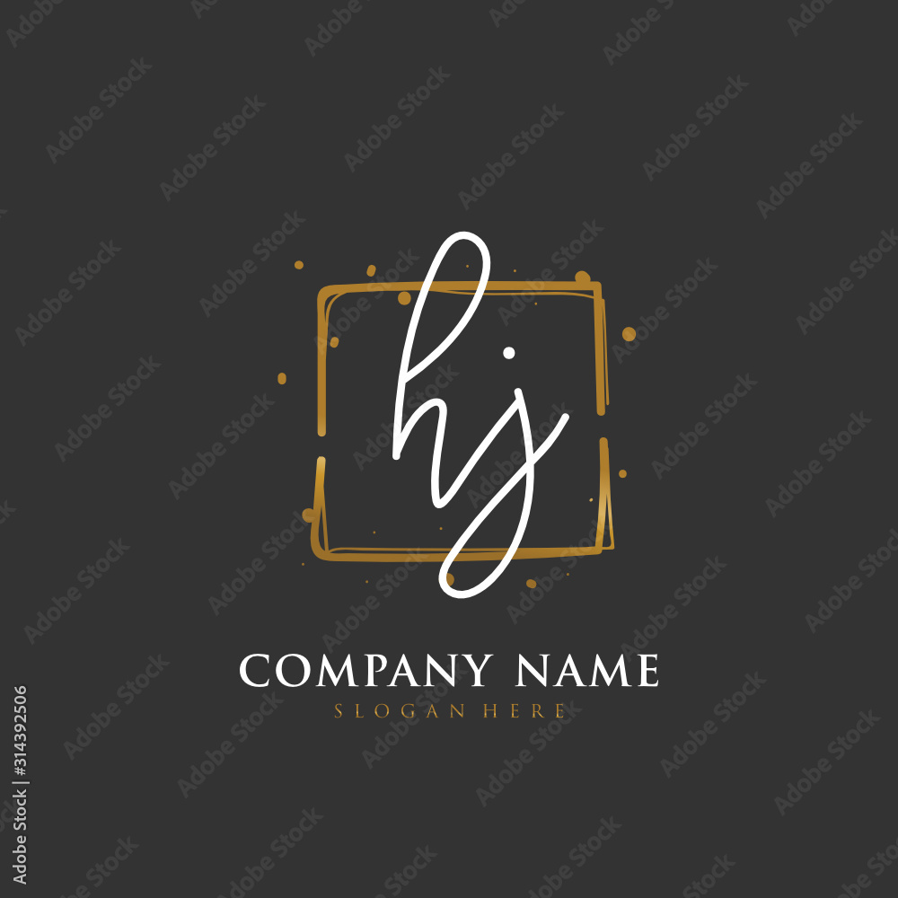 Handwritten initial letter H J HJ for identity and logo. Vector logo template with handwriting and signature style Handwritten initial letter H J HJ for identity and logo. Vector logo template with handwriting and signature style