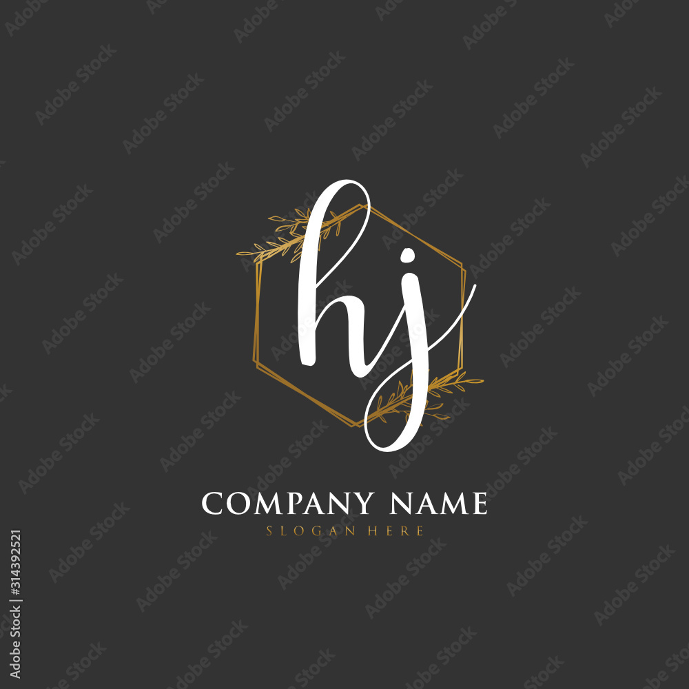 Handwritten initial letter H J HJ for identity and logo. Vector logo template with handwriting and signature style Handwritten initial letter H J HJ for identity and logo. Vector logo template with handwriting and signature style