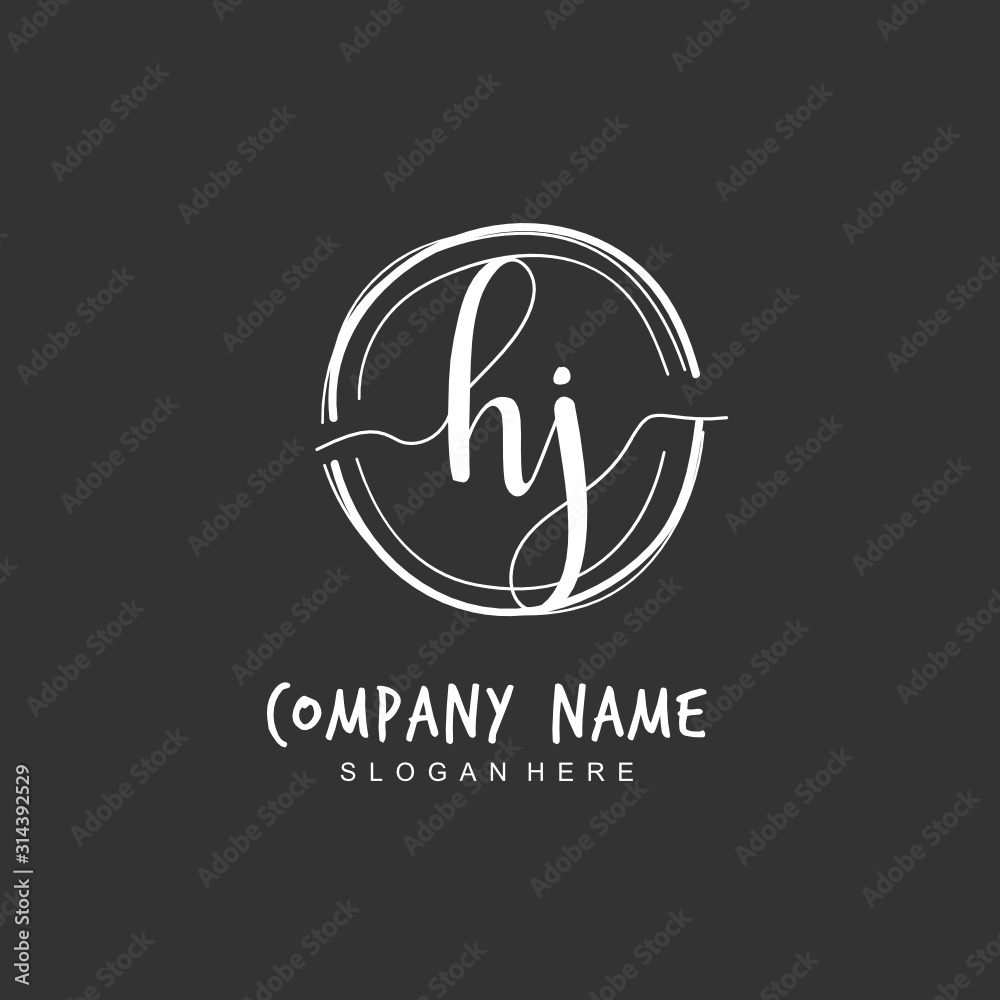 Handwritten initial letter H J HJ for identity and logo. Vector logo template with handwriting and signature style Handwritten initial letter H J HJ for identity and logo. Vector logo template with handwriting and signature style