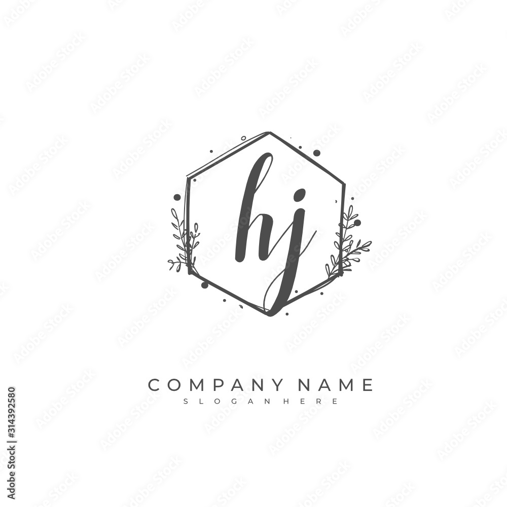 Handwritten initial letter H J HJ for identity and logo. Vector logo template with handwriting and signature style Handwritten initial letter H J HJ for identity and logo. Vector logo template with handwriting and signature style