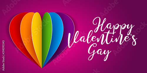 Happy Valentine's Day gay LGBT greeting banner template