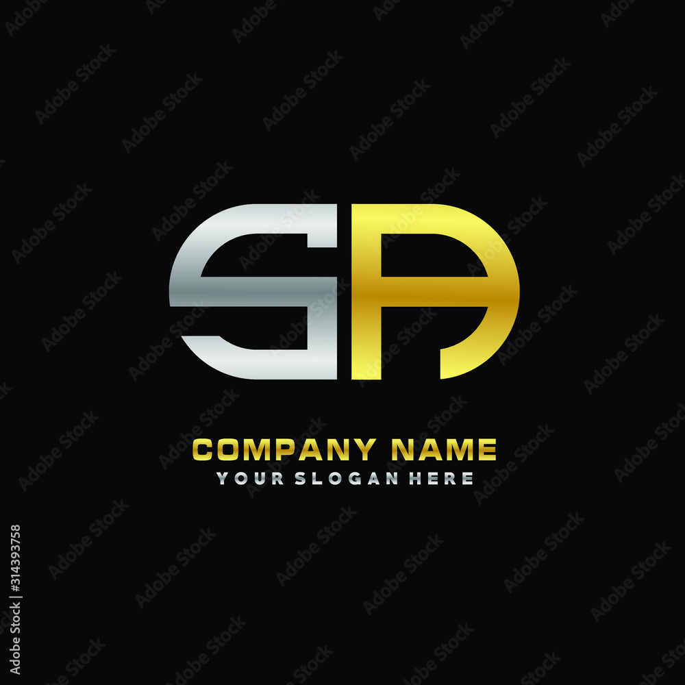 SA initial letters looping linked oval elegant logo silver, gold SA initial letters looping linked oval elegant logo silver, gold