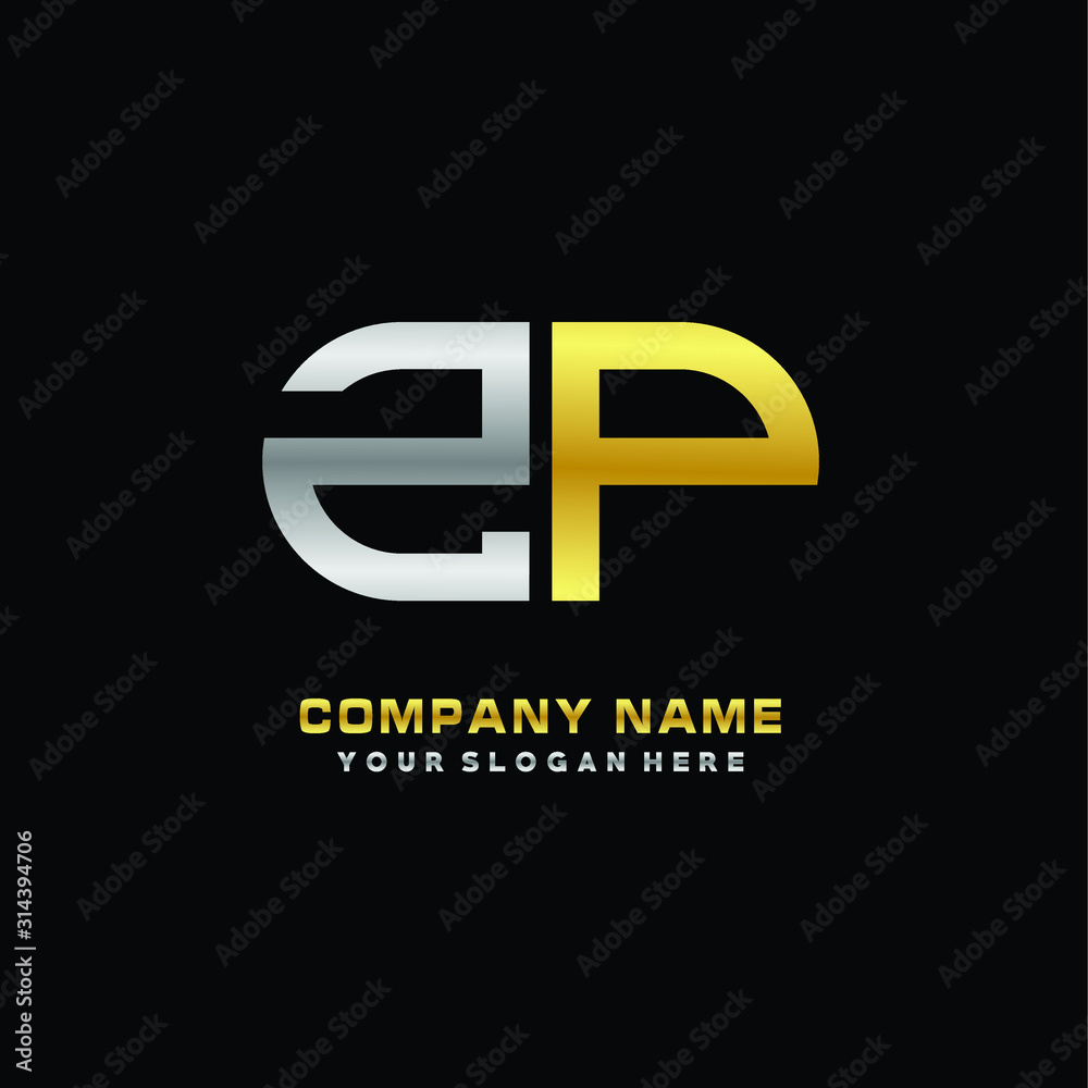 ZP initial letters looping linked oval elegant logo silver, gold ZP initial letters looping linked oval elegant logo silver, gold