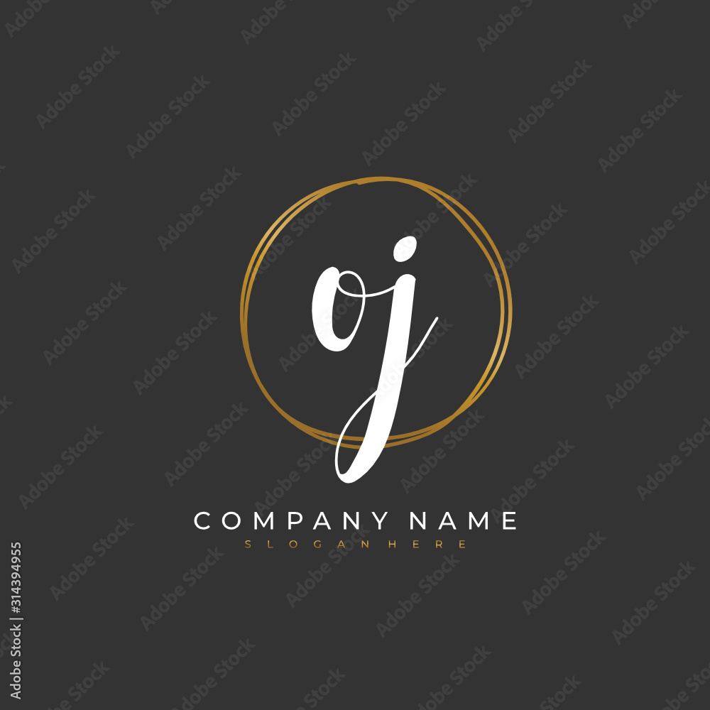 Handwritten initial letter O J OJ for identity and logo. Vector logo template with handwriting and signature style. Handwritten initial letter O J OJ for identity and logo. Vector logo template with handwriting and signature style.