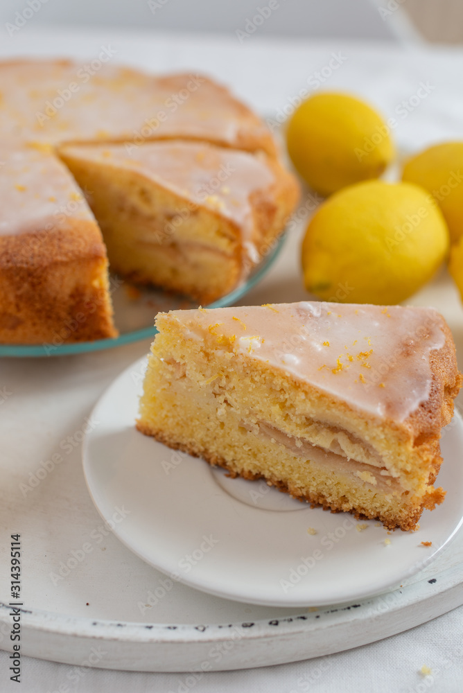 Lemon pound cake on rustic wooden background Lemon pound cake on rustic wooden background