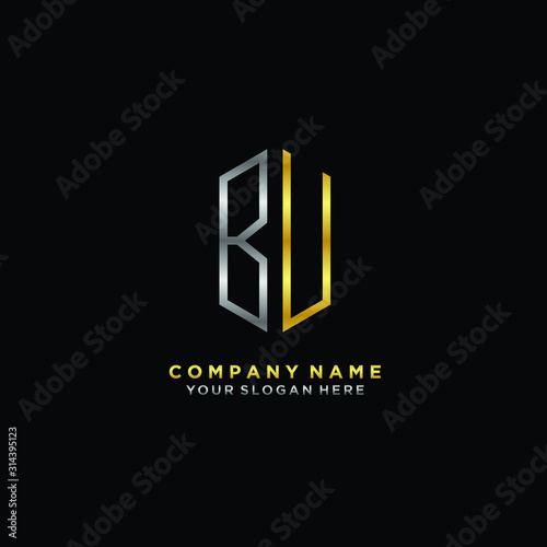 letter BU Minimalist style of gold and silver. luxury minimalist logo for business