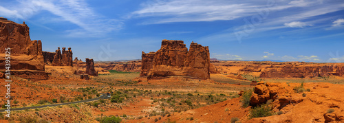 Panoramic view of Arches national park at court house towers