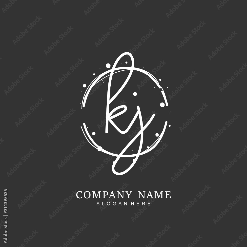 Handwritten initial letter K J KJ for identity and logo. Vector logo template with handwriting and signature style. Handwritten initial letter K J KJ for identity and logo. Vector logo template with handwriting and signature style.
