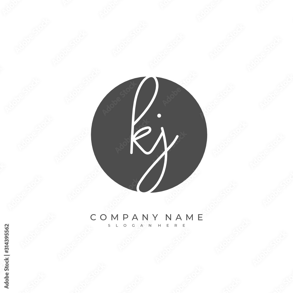 Handwritten initial letter K J KJ for identity and logo. Vector logo template with handwriting and signature style. Handwritten initial letter K J KJ for identity and logo. Vector logo template with handwriting and signature style.