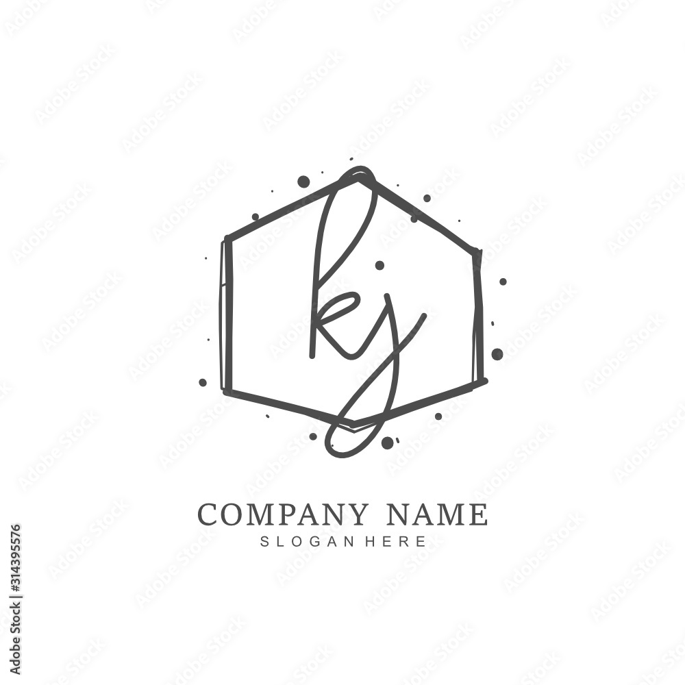 Handwritten initial letter K J KJ for identity and logo. Vector logo template with handwriting and signature style. Handwritten initial letter K J KJ for identity and logo. Vector logo template with handwriting and signature style.
