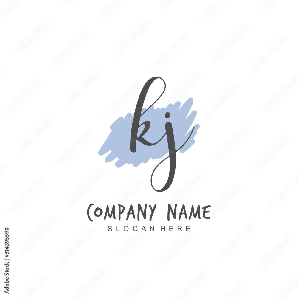 Handwritten initial letter K J KJ for identity and logo. Vector logo template with handwriting and signature style. Handwritten initial letter K J KJ for identity and logo. Vector logo template with handwriting and signature style.