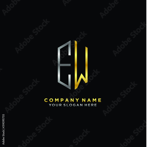 letter EW Minimalist style of gold and silver. luxury minimalist logo for business