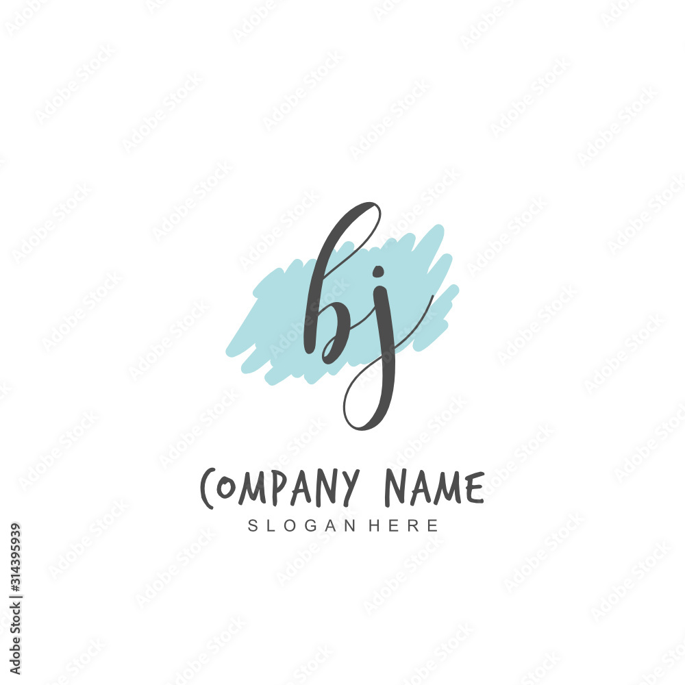 Handwritten initial letter B J BJ for identity and logo. Vector logo template with handwriting and signature style. Handwritten initial letter B J BJ for identity and logo. Vector logo template with handwriting and signature style.