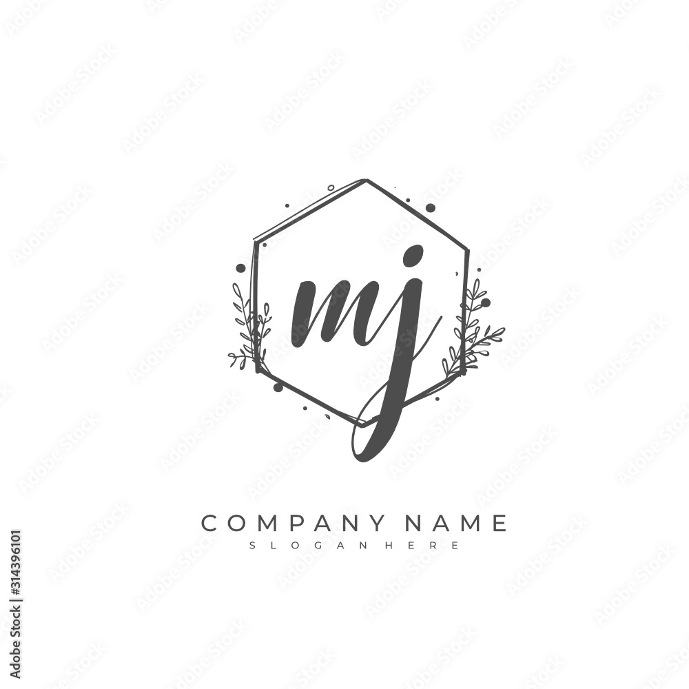 Handwritten initial letter M J MJ for identity and logo. Vector logo template with handwriting and signature style. Handwritten initial letter M J MJ for identity and logo. Vector logo template with handwriting and signature style.