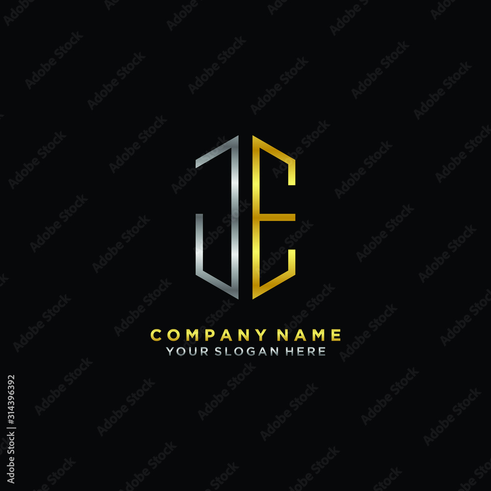 letter JE Minimalist style of gold and silver. luxury minimalist logo for business letter JE Minimalist style of gold and silver. luxury minimalist logo for business