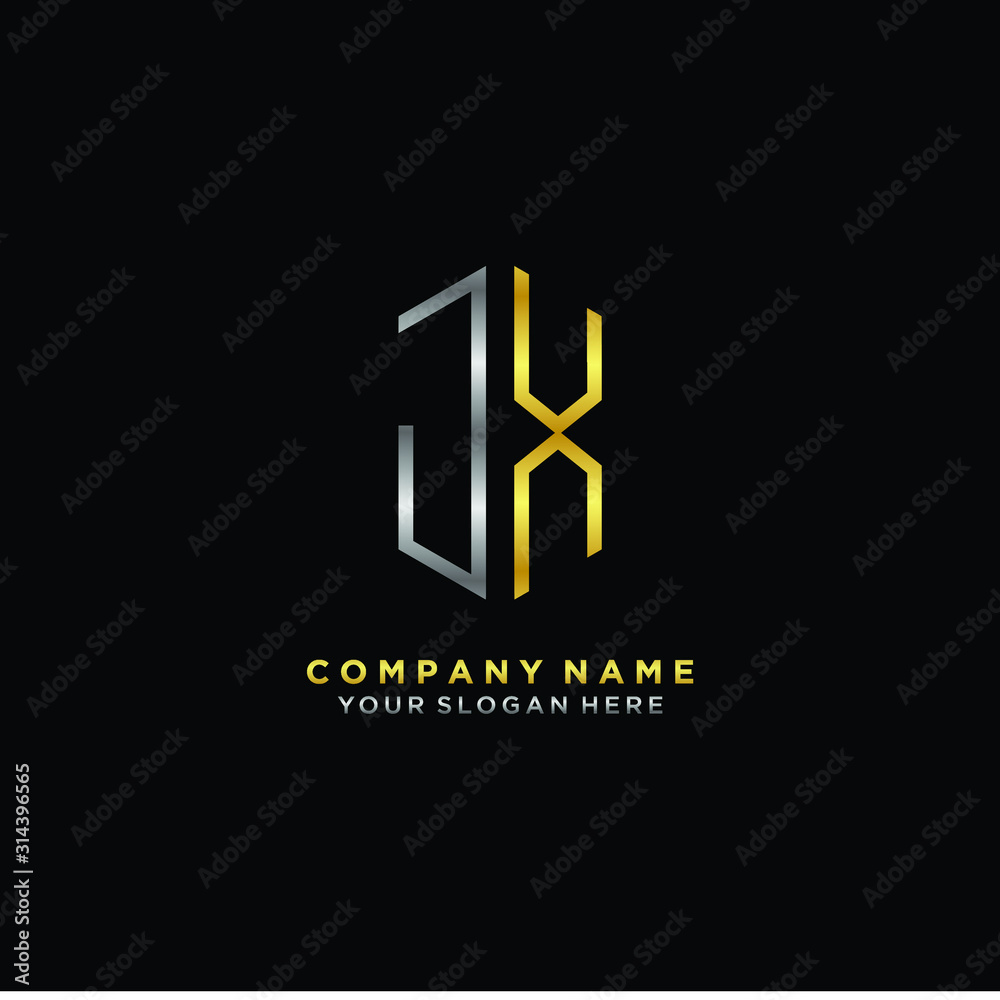 Fototapeta premium letter JX Minimalist style of gold and silver. luxury minimalist logo for business