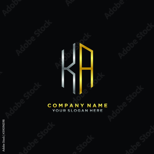 letter KA Minimalist style of gold and silver. luxury minimalist logo for business