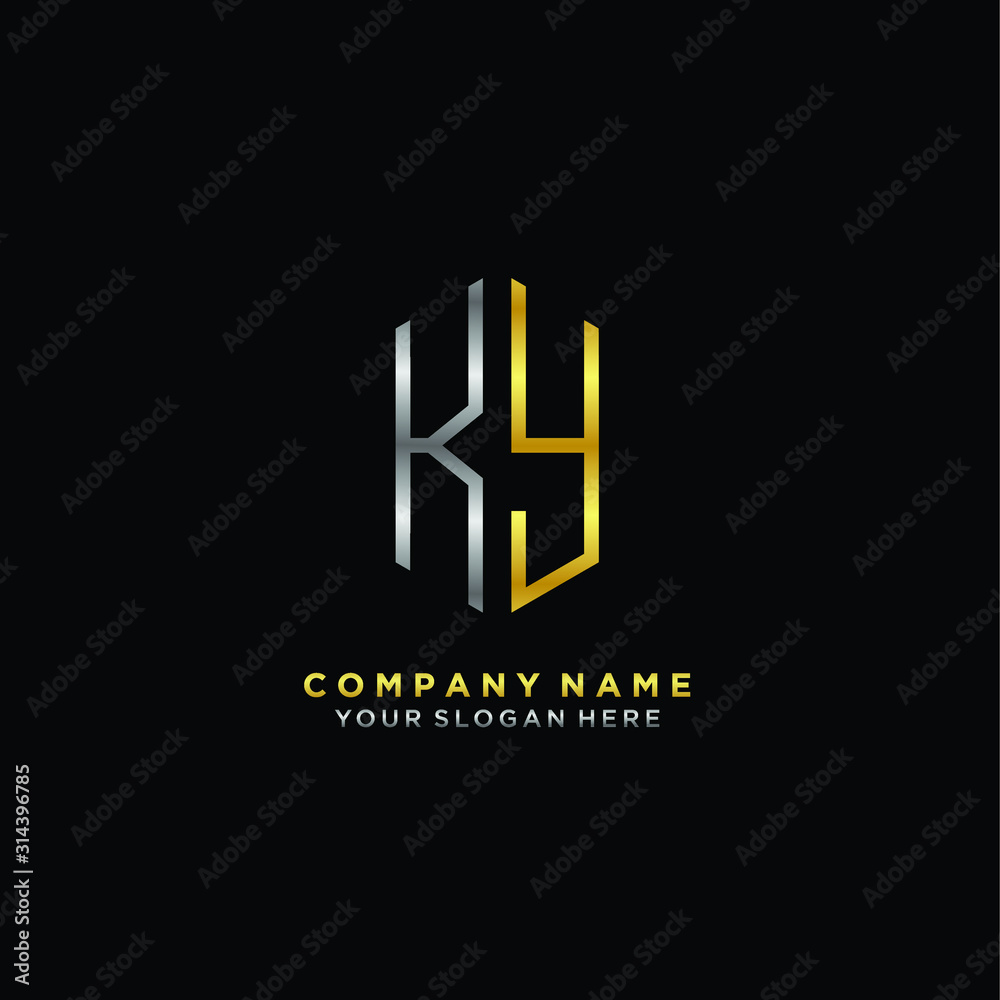 letter KY Minimalist style of gold and silver. luxury minimalist logo for business letter KY Minimalist style of gold and silver. luxury minimalist logo for business