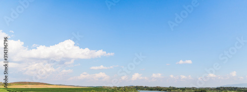 Landscape of the mountains background.Panoramic banner cover background.