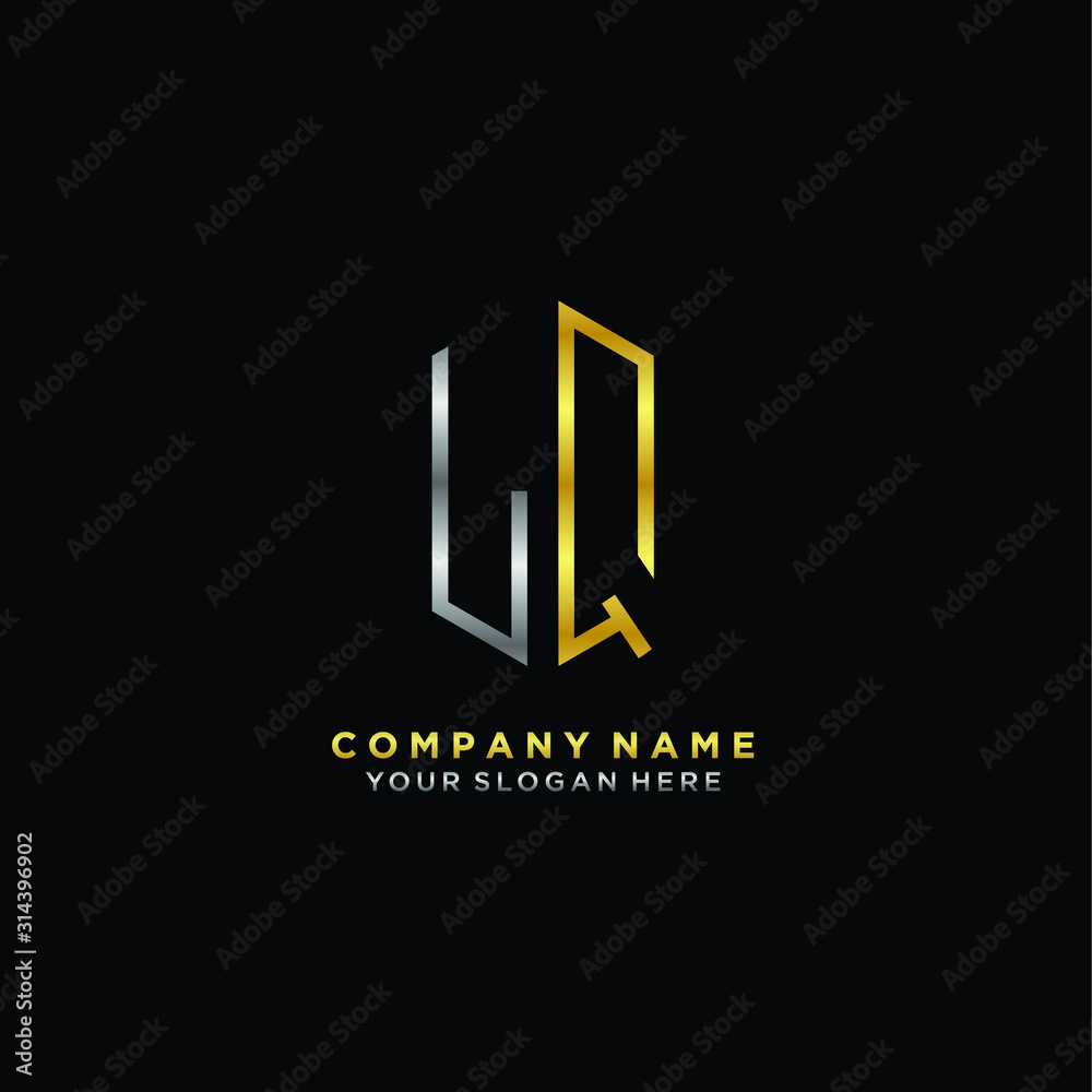 letter LQ Minimalist style of gold and silver. luxury minimalist logo for business letter LQ Minimalist style of gold and silver. luxury minimalist logo for business