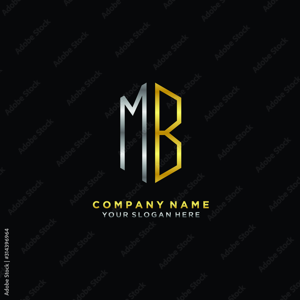 letter MB Minimalist style of gold and silver. luxury minimalist logo for business
