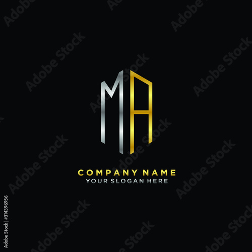 letter MA Minimalist style of gold and silver. luxury minimalist logo for business