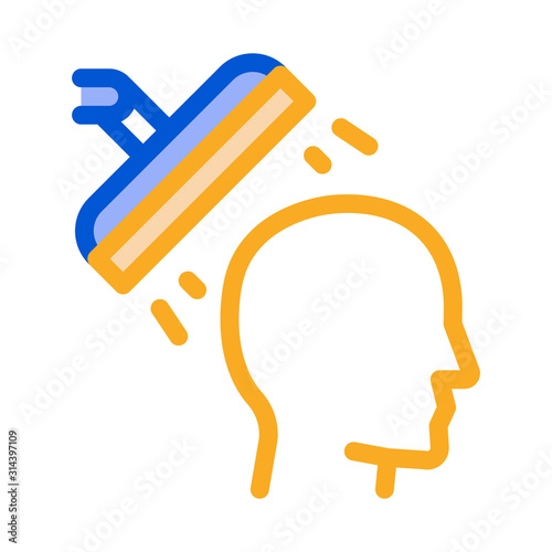 Washing Man Head Icon Vector. Outline Washing Man Head Sign. Isolated Contour Symbol Illustration