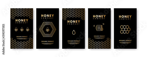 Set of social media Honey Stories on black background