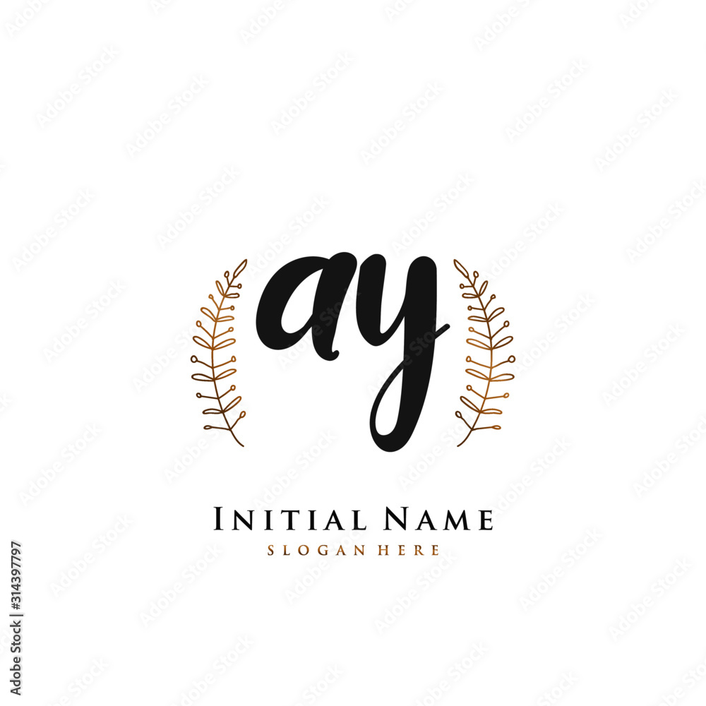 AY Initial handwriting logo vector AY Initial handwriting logo vector
