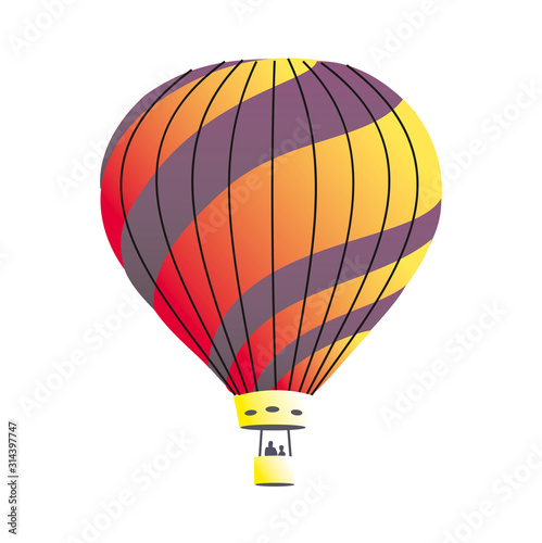 Colorful hot air balloon isolated on white background
