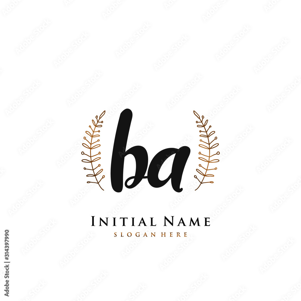 BA Initial handwriting logo vector	