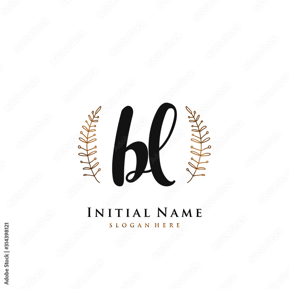 BL Initial handwriting logo vector BL Initial handwriting logo vector