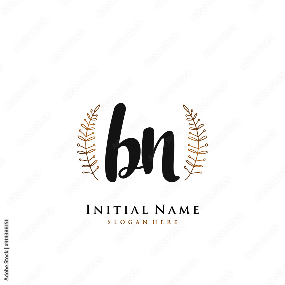 BN Initial handwriting logo vector BN Initial handwriting logo vector