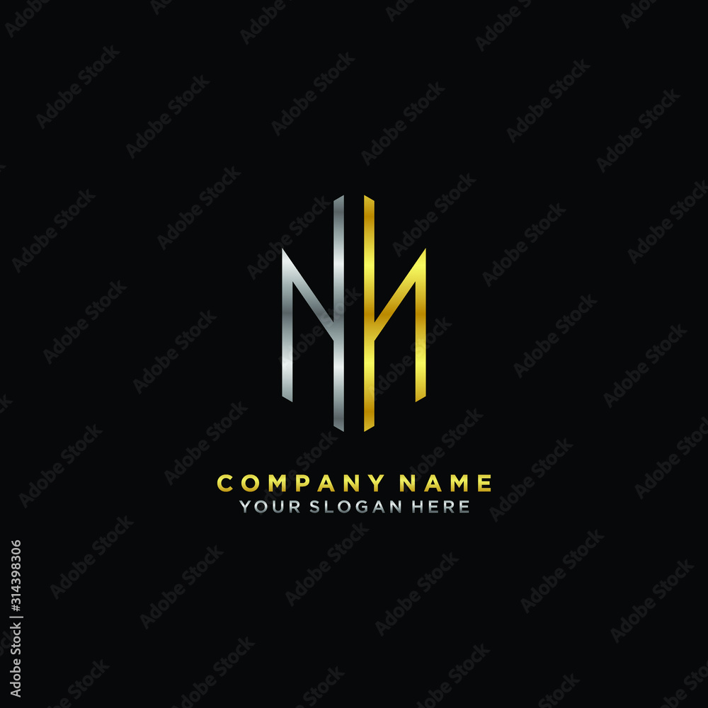 letter NN Minimalist style of gold and silver. luxury minimalist logo for business letter NN Minimalist style of gold and silver. luxury minimalist logo for business