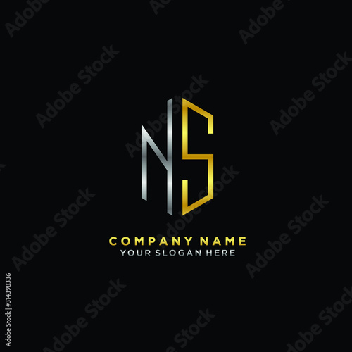 letter NS Minimalist style of gold and silver. luxury minimalist logo for business
