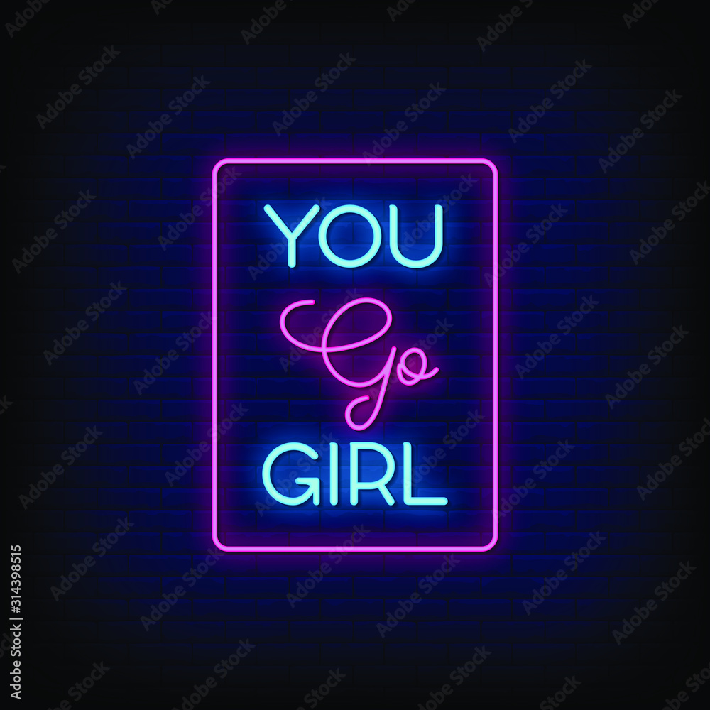 You Go Girl Neon Signs Style Text Vector Stock Vector