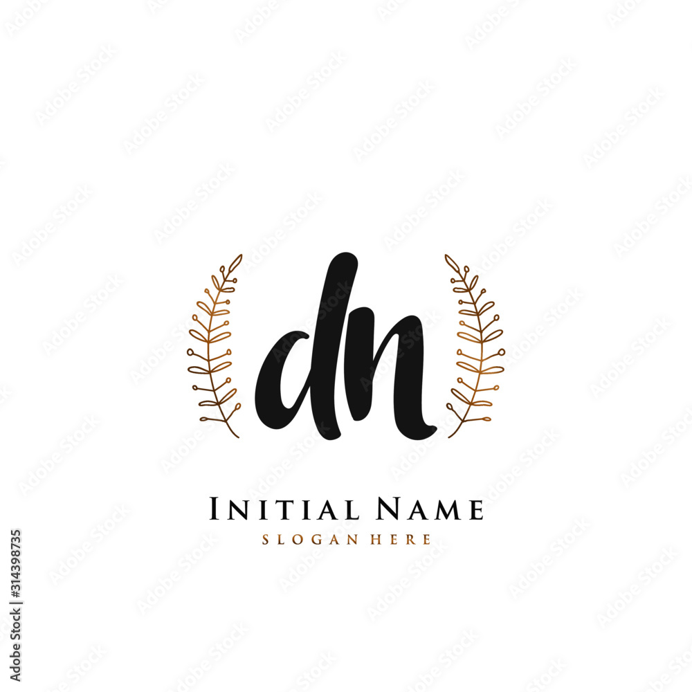 DN Initial handwriting logo vector	
