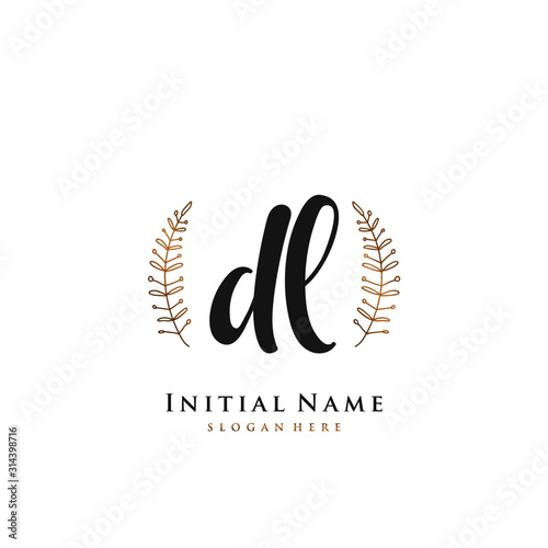 DL Initial handwriting logo vector 