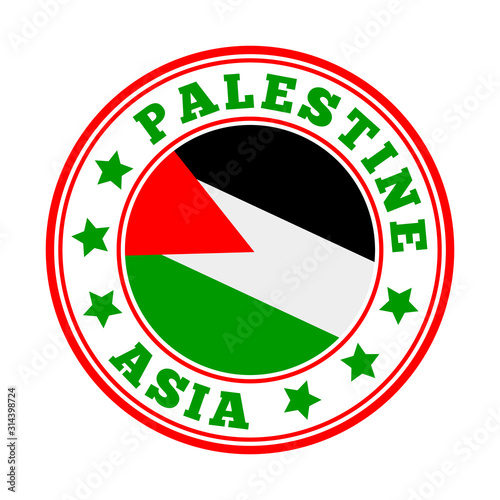 Palestine sign with flag. Vector travel emblem.