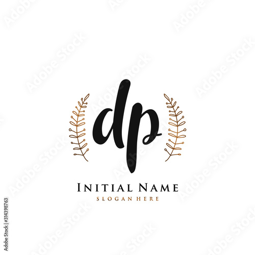 DP Initial handwriting logo vector 