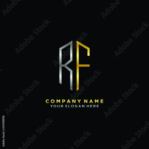 letter RF Minimalist style of gold and silver. luxury minimalist logo for business
