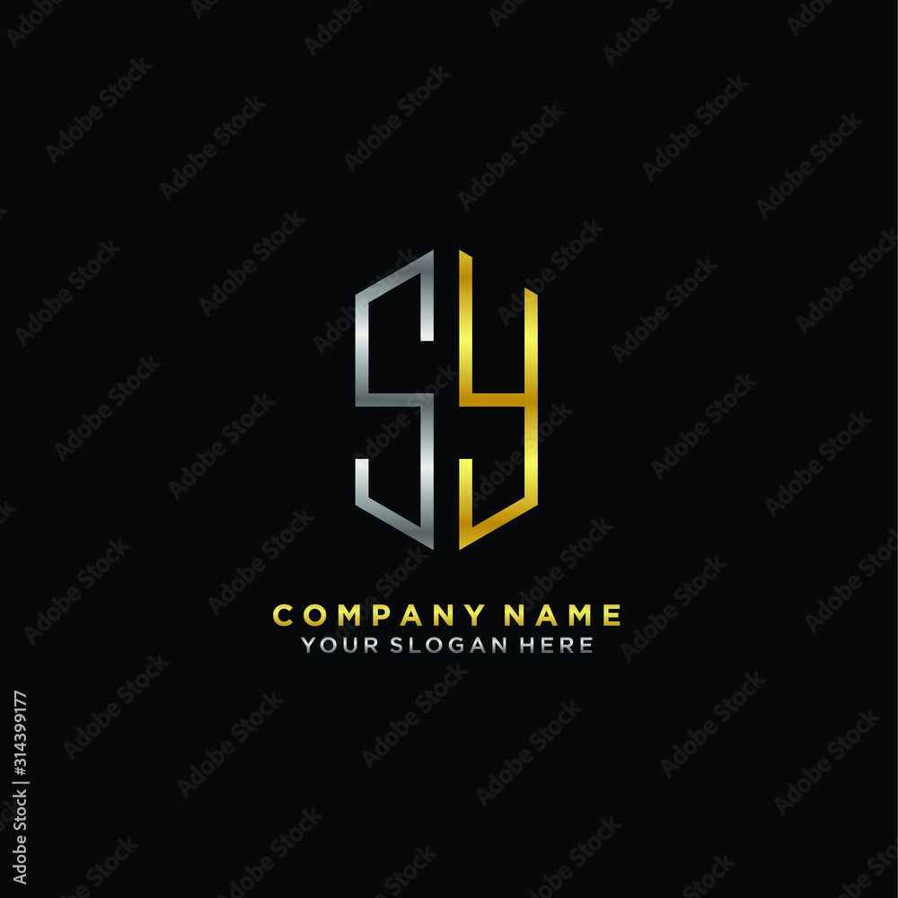 letter SY Minimalist style of gold and silver. luxury minimalist logo for business